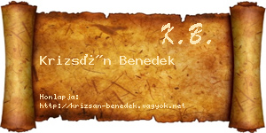 Krizsán Benedek névjegykártya