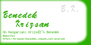 benedek krizsan business card